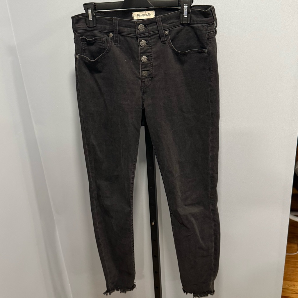 Madewell 9” High-Rise Black Button Fly Jeans, Size 30